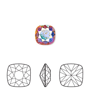 Embellishment, Crystal Passions&reg;, crystal AB, foil back, 10mm faceted cushion fancy stone (4470). Sold per pkg of 6.