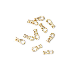 Crimp end, gold-plated brass, 4x2mm tube with loop, 1mm inside diameter. Sold per pkg of 10.