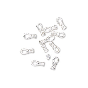 Crimp end, silver-plated brass, 4x2mm tube with loop, 1mm inside diameter. Sold per pkg of 10.