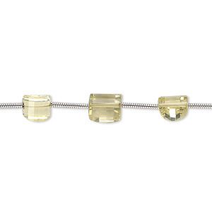 Bead, lemon quartz (heated), 5x5mm-7x6mm hand-cut faceted half barrel, B+ grade, Mohs hardness 7 to 7-1/2. Sold per pkg of 14 beads.