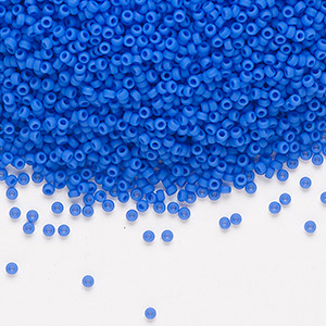 Seed bead, Miyuki, glass, opaque matte cyan blue, (RR417F), #15 ...
