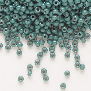 Seed bead, Miyuki, glass, Duracoat&reg; opaque eucalyptus, (RR4481), #8 rocaille. Sold per 250-gram pkg.