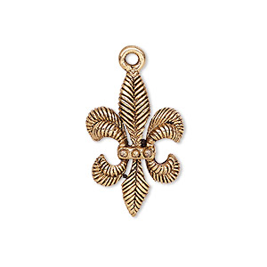 Charm, antique gold-plated pewter (tin-based alloy), 24x16mm single ...