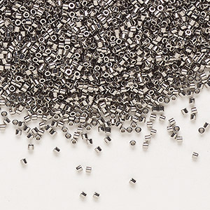 Seed bead, Delica&reg;, glass, opaque nickel-plated, (DBS0021), #15 round. Sold per 50-gram pkg.