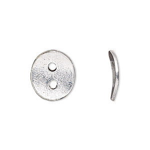 Button, antique silver-plated pewter (tin-based alloy), 15x13mm textured curved flat oval. Sold per pkg of 2.