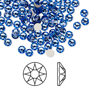 Flat back, Crystal Passions&reg;, sapphire, foil back, 3.8-4mm round rose (2088), SS16. Sold per pkg of 144 (1 gross).