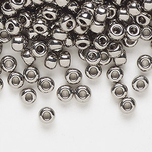 Seed bead, Miyuki, glass, opaque metallic nickel-plated, (RR190), #6 rocaille. Sold per 250-gram pkg.