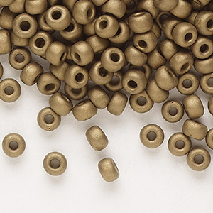 Seed bead, Miyuki, glass, opaque matte metallic dark bronze, (RR2006), #6 rocaille. Sold per 250-gram pkg.