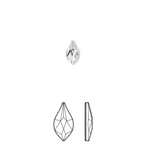 Flat back, Crystal Passions&reg; rhinestone, crystal clear, foil back, 7.5mm faceted flame (2205). Sold per pkg of 12.