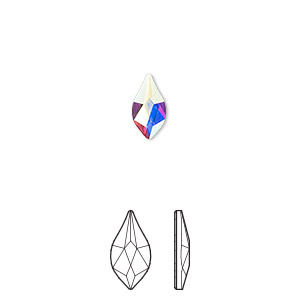 Flat back, Crystal Passions&reg; rhinestone, crystal AB, foil back, 10mm faceted flame (2205). Sold per pkg of 12.