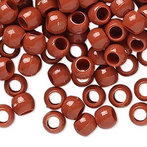 Pony bead, plastic, opaque black, 7x5mm-7x6mm with 3.5mm hole. Sold per pkg  of 1,000. - Fire Mountain Gems and Beads