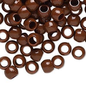 Pony bead, plastic, opaque black, 7x5mm-7x6mm with 3.5mm hole. Sold per pkg  of 1,000. - Fire Mountain Gems and Beads