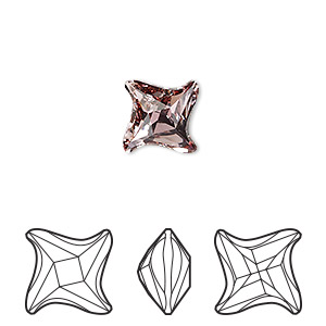 Component, Crystal Passions&reg;, crystal antique pink, foil back, 10.5mm faceted twister fancy stone (4485). Sold per pkg of 2.