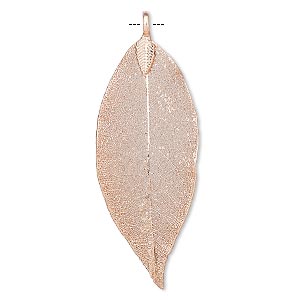 Pendant, Everyday Jewelry, Indian rubber plant and copper-plated brass, 48x20mm-77x51mm leaf. Sold individually.