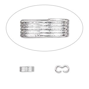 Link, silver-plated brass, 6.5x2.5mm with lined pattern. Sold per pkg of 50.