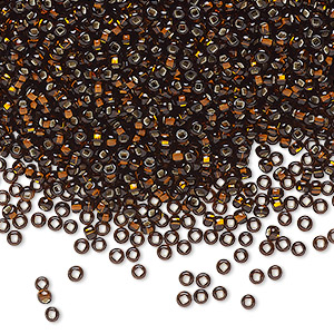 Seed bead, Preciosa Ornela, Czech glass, transparent silver-lined root beer, #11 rocaille with square hole. Sold per 500-gram pkg.