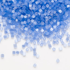 Seed bead, Preciosa Ornela, Czech atlas glass, translucent satin solgel dyed blue, #11 hex 2-cut. Sold per 50-gram pkg.