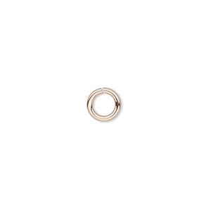 Jump ring, 14Kt rose gold-filled, 3.5mm round, 2.2mm inside diameter, 22 gauge. Sold per pkg of 20.