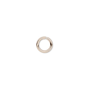 Jump ring, 14Kt rose gold-filled, 4mm round, 2.6mm inside diameter, 22 gauge. Sold per pkg of 20.