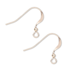 Ear wire, 14Kt rose gold-filled, 17mm flat fishhook with open loop and 2mm ball, 22 gauge. Sold per pair.