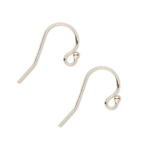 Ear wire, 14Kt gold-filled, 10mm fishhook with open loop and ball, 22 gauge. Sold per pair.