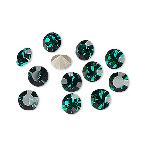 Chaton, Preciosa MAXIMA Czech crystal, emerald, foil back, 6.14-6.32mm faceted round, SS29. Sold per pkg of 12.