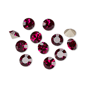 Chaton, Preciosa MAXIMA Czech crystal, ruby, foil back, 6.14-6.32mm faceted round, SS29. Sold per pkg of 12.