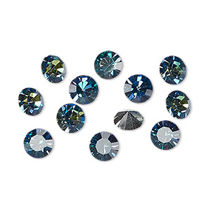 Chaton, Preciosa MAXIMA Czech crystal, crystal Bermuda blue, foil back, 6.14-6.32mm faceted round, SS29. Sold per pkg of 12.