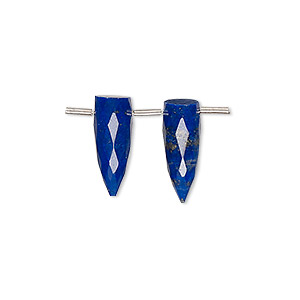 Bead, lapis (natural), 16x6mm hand-cut top-drilled faceted spike, B grade, Mohs hardness 5 to 6. Sold per pkg of 2 beads.