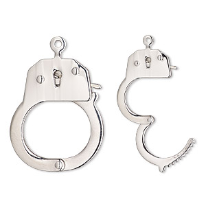 Clasp, tab, stainless steel, 34x29mm handcuff. Sold individually.