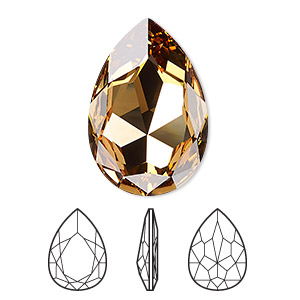Embellishment, Crystal Passions&reg;, light Colorado topaz, foil back, 30x20mm faceted pear fancy stone (4327). Sold individually.
