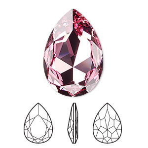 Embellishment, Crystal Passions&reg; rhinestone, light rose, foil back, 30x20mm faceted pear fancy stone (4327). Sold individually.
