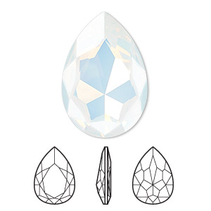 Embellishment, Crystal Passions&reg; rhinestone, white opal, foil back, 30x20mm faceted pear fancy stone (4327). Sold individually.