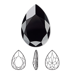 Embellishment, Crystal Passions&reg;, jet, 30x20mm faceted pear fancy stone (4327). Sold individually.