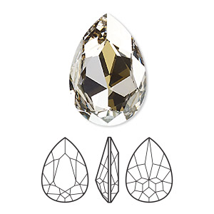 Embellishment, Crystal Passions&reg;, crystal silver shade, foil back, 30x20mm faceted pear fancy stone (4327). Sold individually.