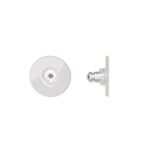 Earnut, aluminum and acrylic, clear, 11x6mm comfort clutch. Sold per pkg of 5 pairs.