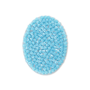 Iron-on transfer, Crystal Passions&reg; hotfix fine rocks, turquoise, 29x22mm oval (707487). Sold individually.