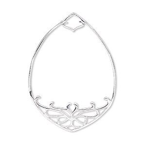 Focal, sterling silver, 39x28.5mm teardrop with cutout design, 3.5x4mm hole. Sold individually.