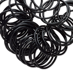 Component, Oh! Ring™, silicone, black, 25mm round. Sold per pkg of 50 ...