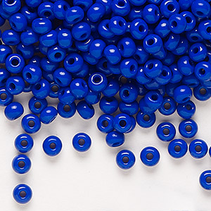 Seed bead, Preciosa Ornela, Czech glass, opaque lapis blue, #6 rocaille.  Sold per 50-gram pkg. - Fire Mountain Gems and Beads