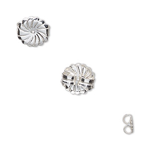 Earnut, sterling silver-filled, 9x4.5mm swirled monster. Sold per pkg of 2 pairs.