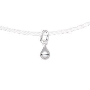 Drop, sterling silver-filled, 7x5mm teardrop with oval jump ring. Sold per pkg of 4.