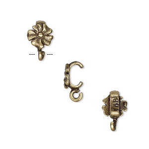 Component, JBB Findings, antiqued brass, 6x6mm flower with open loop, 5x2mm inside diameter. Sold per pkg of 2.