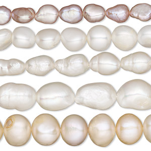 Pearl mix, cultured freshwater (bleached), white / peach / mauve, 6-11mm mixed shape, C- grade, Mohs hardness 2-1/2 to 4. Sold per (5) 15&quot; to 16&quot; strands.