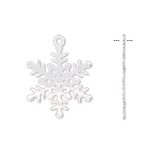 Charm, silver-finished brass, 22x22mm double-sided snowflake. Sold per pkg of 10.