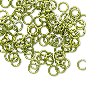 Jump ring, anodized tempered aluminum, light green, 6mm round, 4.2mm inside diameter, 18 gauge. Sold per pkg of 100.
