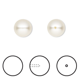 Pearl, Crystal Passions&reg;, light creamrose, 10mm half-drilled round (5818). Sold per pkg of 10.