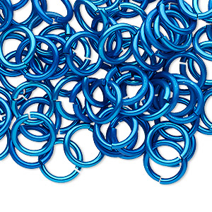 Jump ring, anodized tempered aluminum, light blue, 10mm round, 7.2mm inside diameter, 15 gauge. Sold per pkg of 100.