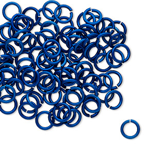 Jump ring, anodized tempered aluminum, dark blue, 6mm round, 4.2mm inside diameter, 18 gauge. Sold per pkg of 100.