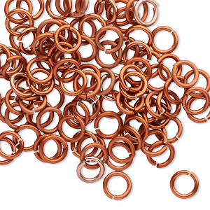 Jump ring, anodized tempered aluminum, orange copper, 6mm round, 4.2mm inside diameter, 18 gauge. Sold per pkg of 100.